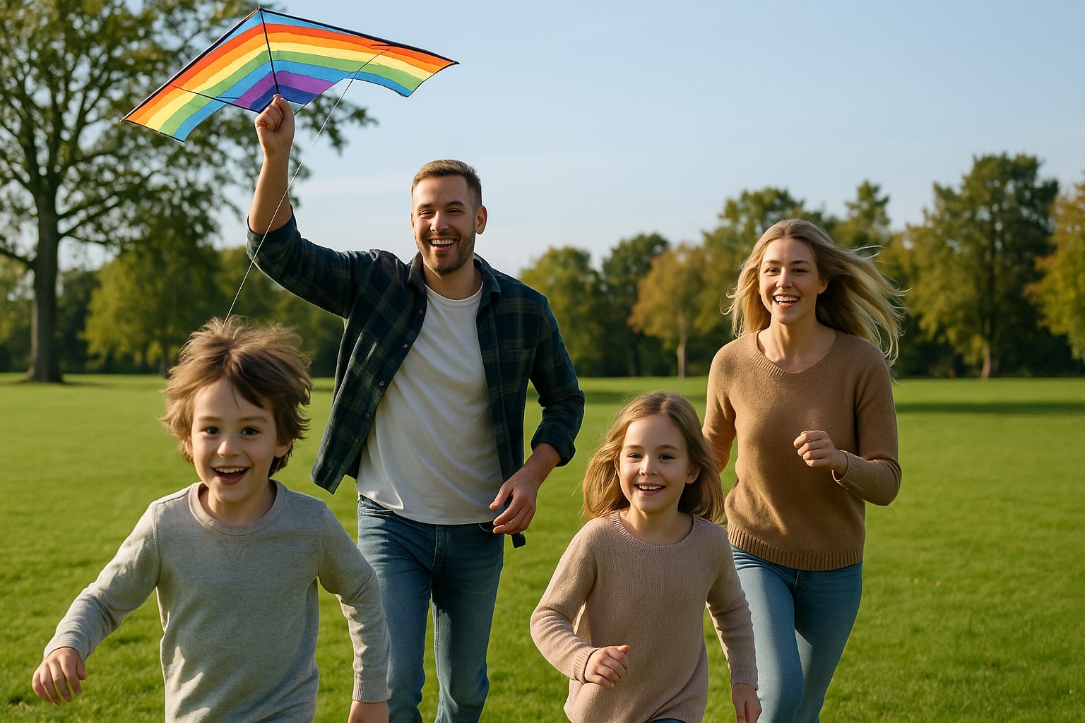 Сім'я запускає повітряного змія