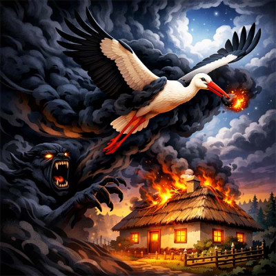 Читати українську народну казку про те, чому у лелеки чорне крило Чому у лелеки чорне крило (українська народна казка)