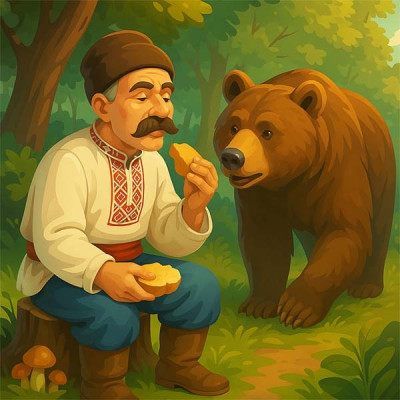 Читати українську народну казку про дядька і ведмедя Дядько і ведмідь (українська народна казка)
