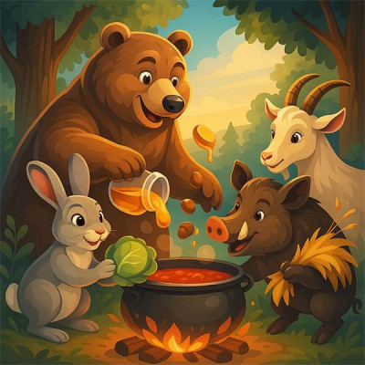Як звірі борщ варили (українська народна казка)
